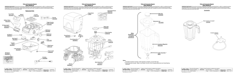 Diagram Diagram and Parts List for HBH850-CE  Hamilton Beach Blender
